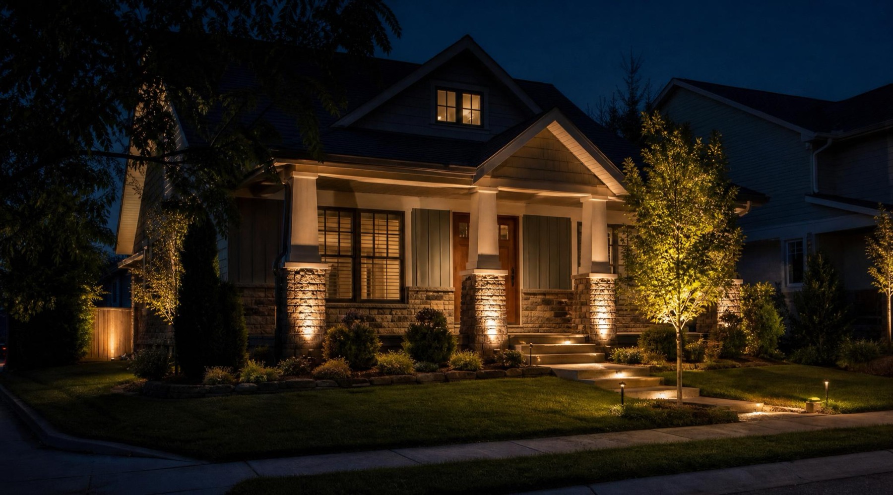 Concept: craftsman home landscape lighting portfolio scene