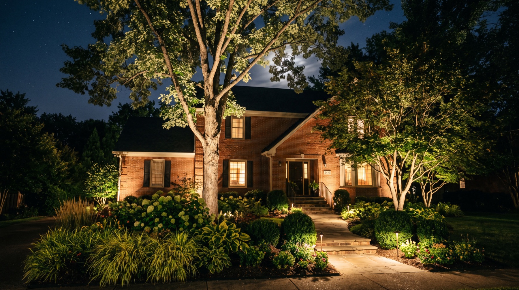Concept: high-end landscape lighting portfolio scene