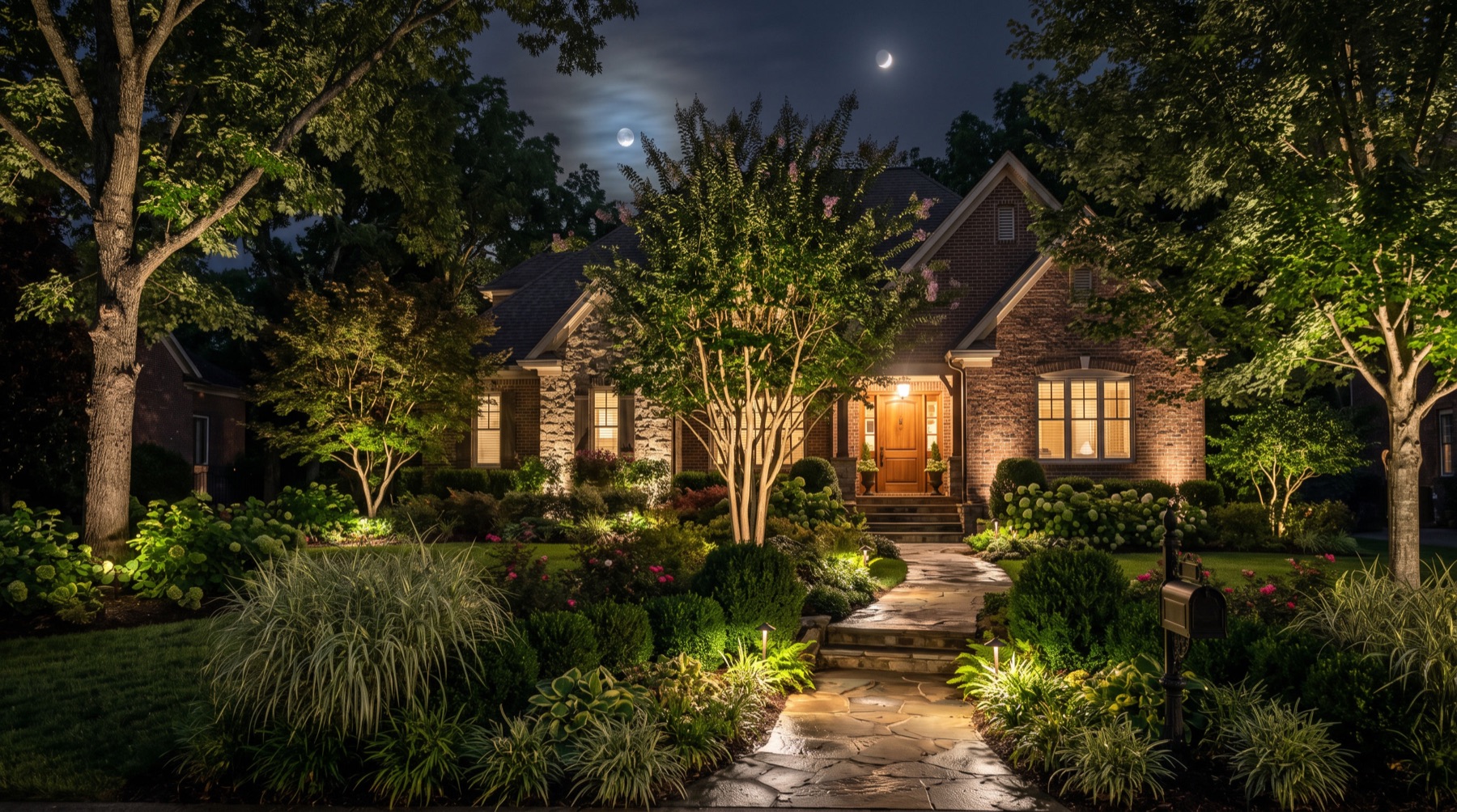 Concept: suburban Nashville home exterior lighting