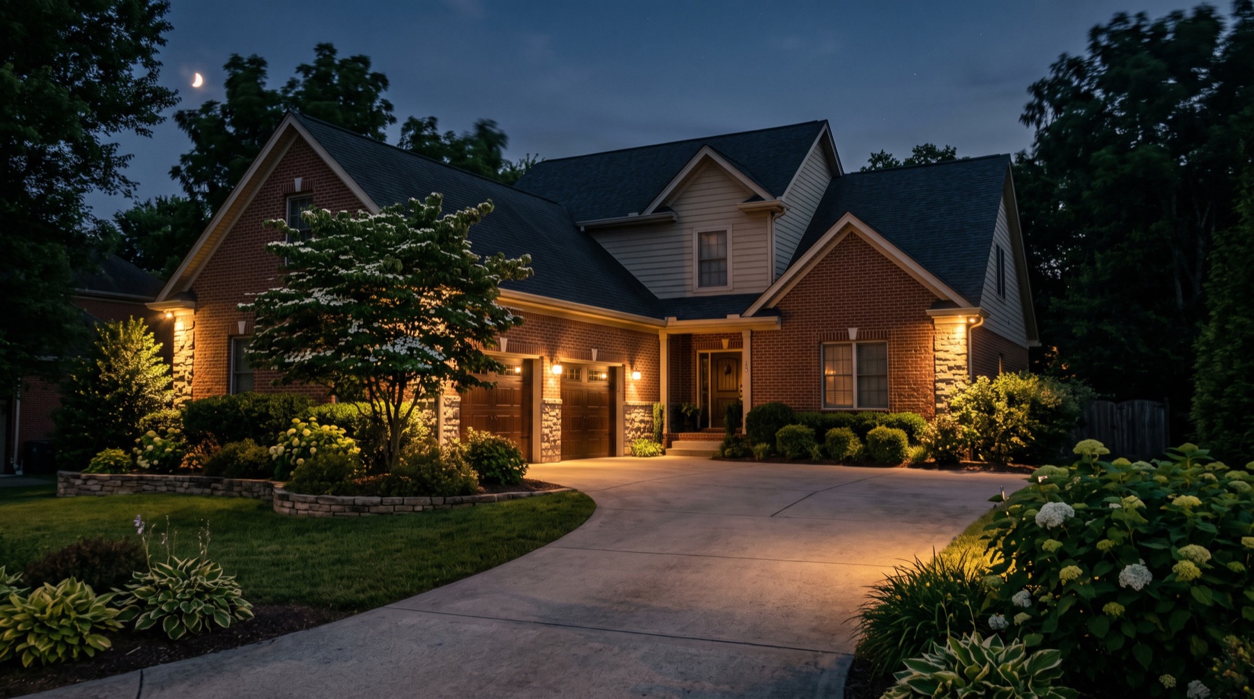Concept: dramatic nighttime home lighting scene