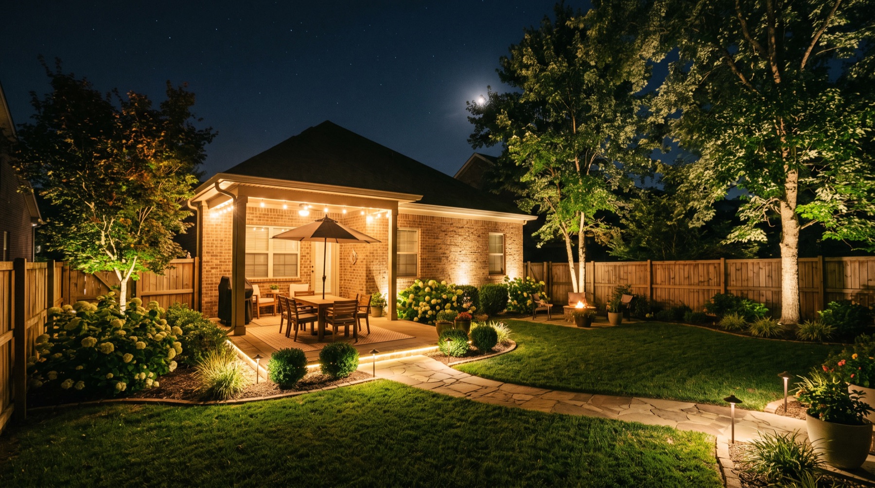 Concept: vibrant nighttime home lighting scene