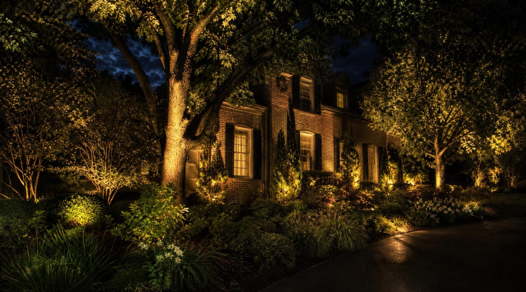 Concept: cinematic nighttime home lighting scene
